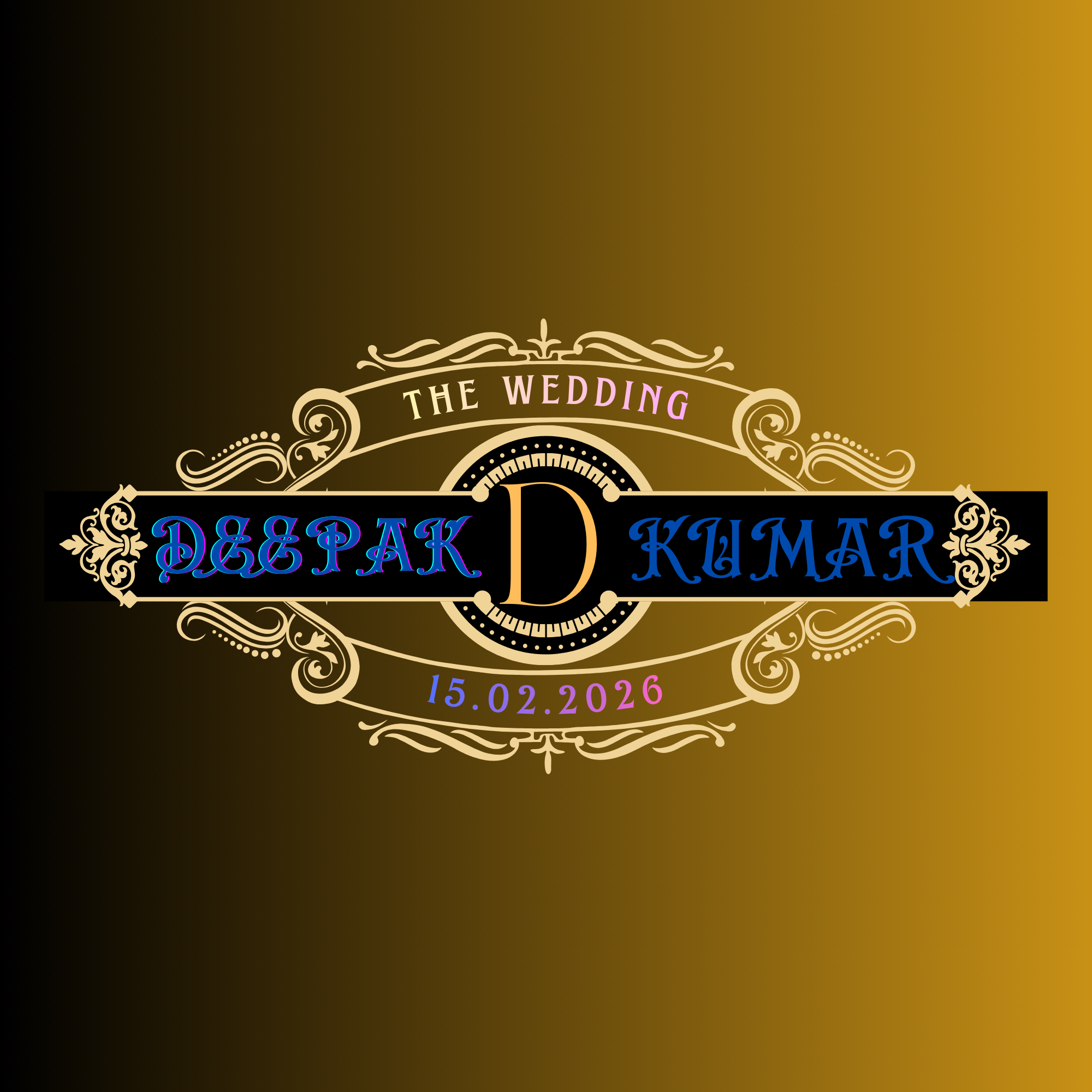 Black Gold Luxury and Vintage Wedding Invitation Ornamental Logo (1)