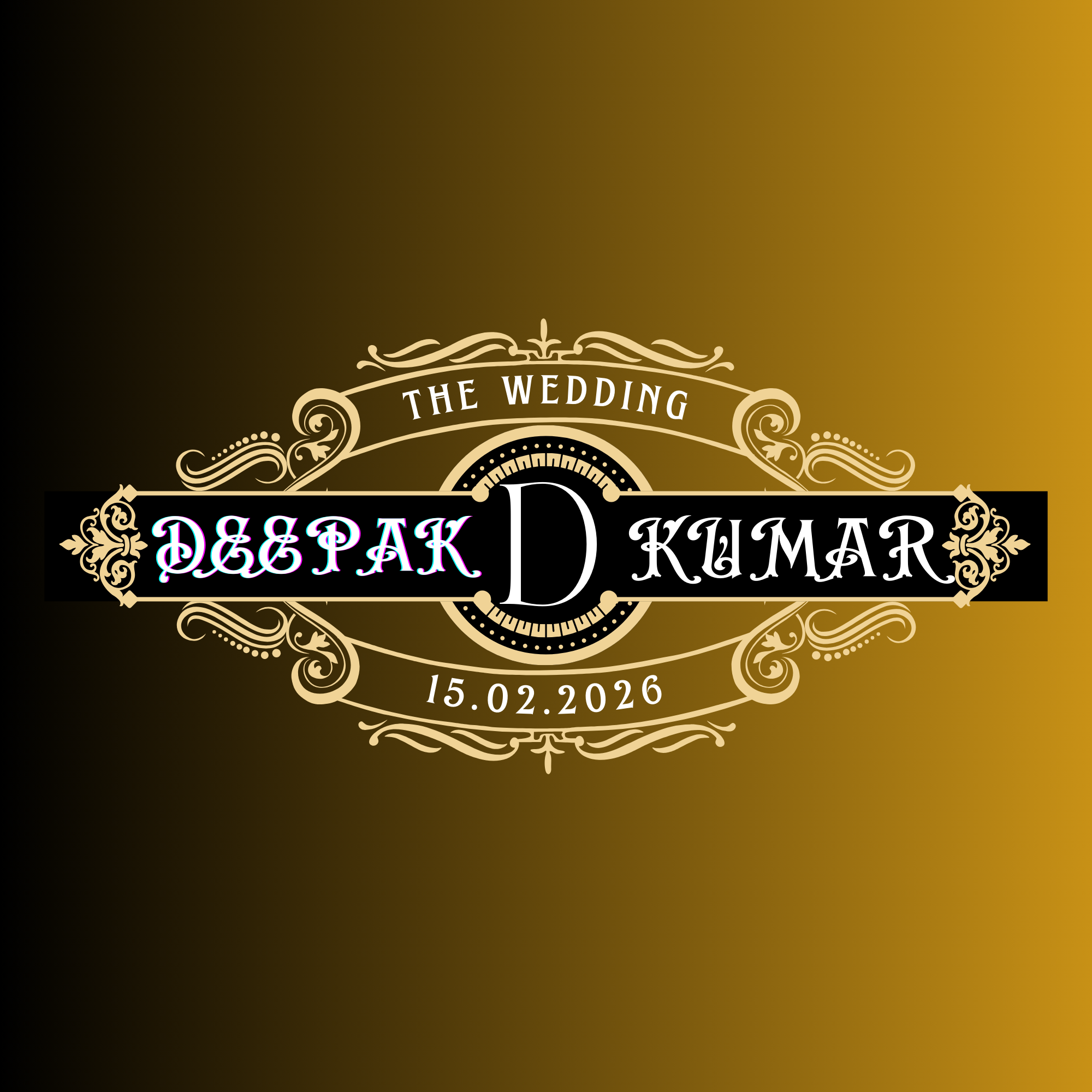 Black Gold Luxury and Vintage Wedding Invitation Ornamental Logo